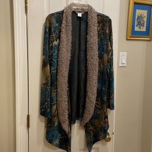 Alberto Makali Fuzzy Collared Cascading Cardigan